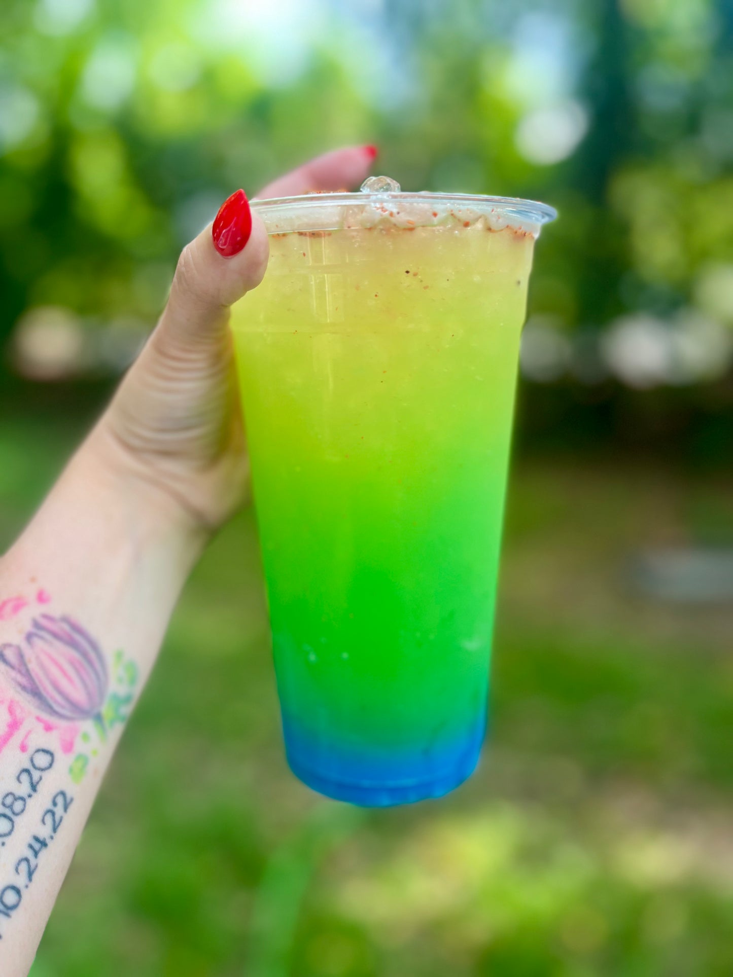 Mexican Sunset (lemon lime lo, pineapple passionfruit, pineapple, lemon lime)